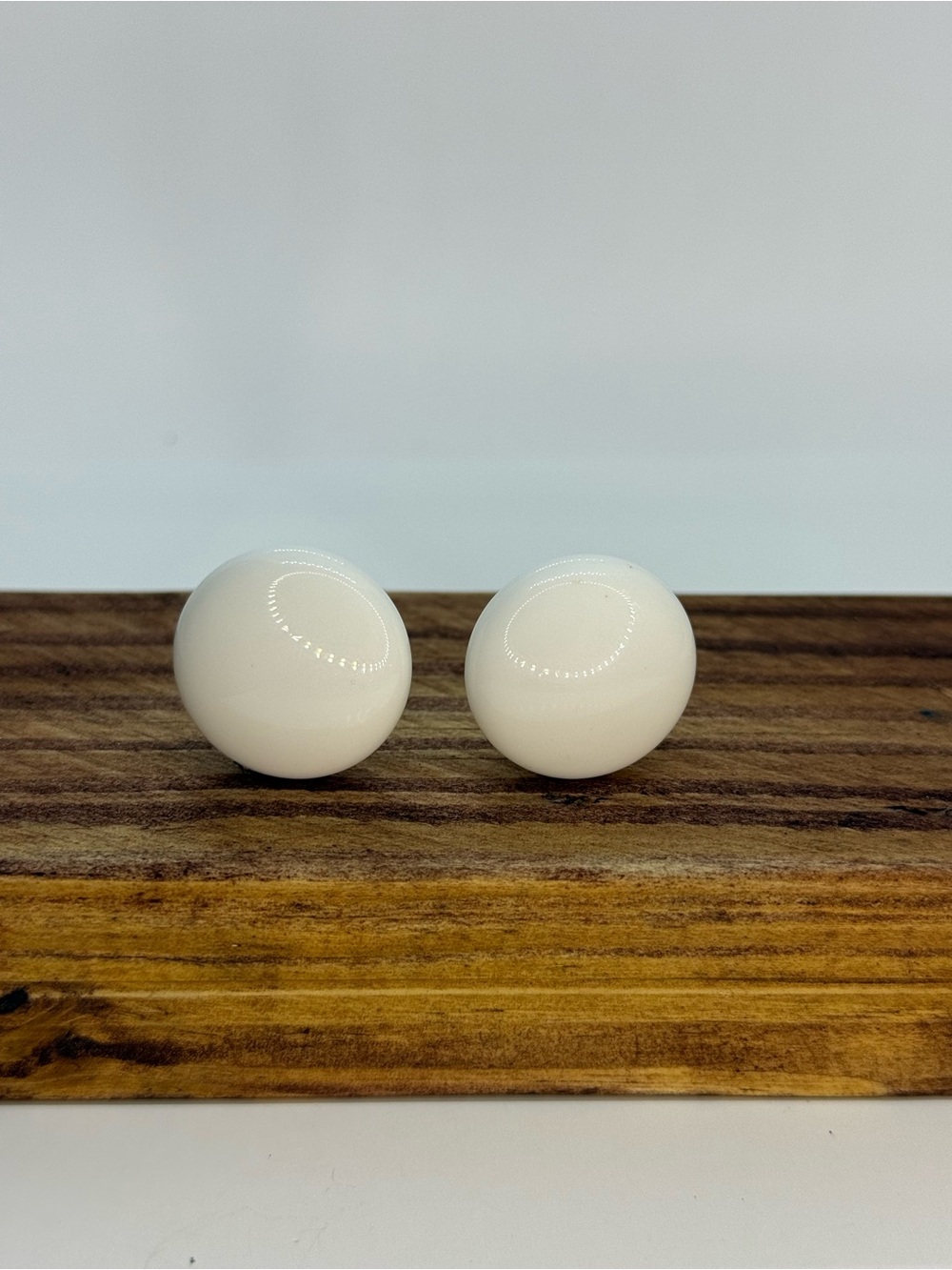 Vintage White Button Screw Back Clip On Earrings Made in Japan
